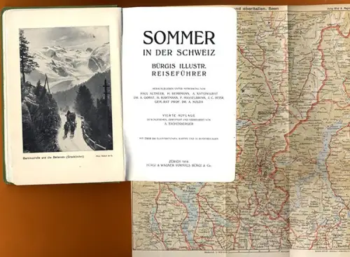 Schweiz Alpen Tessin Wallis Comer See Zürich llustrierter Reiseführer 1914