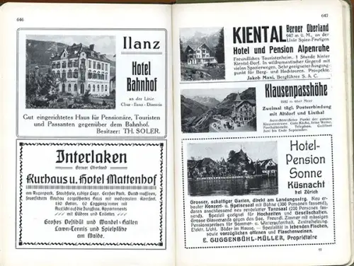Schweiz Alpen Tessin Wallis Comer See Zürich llustrierter Reiseführer 1914