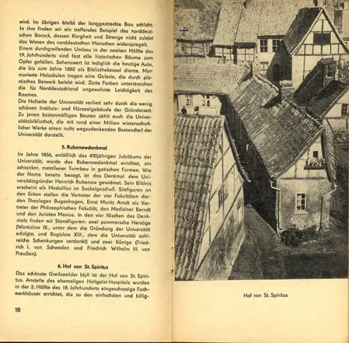 Ostsee Greifswald Stadt Universität Geschichte Verkehr Stadtplan Führer 1956