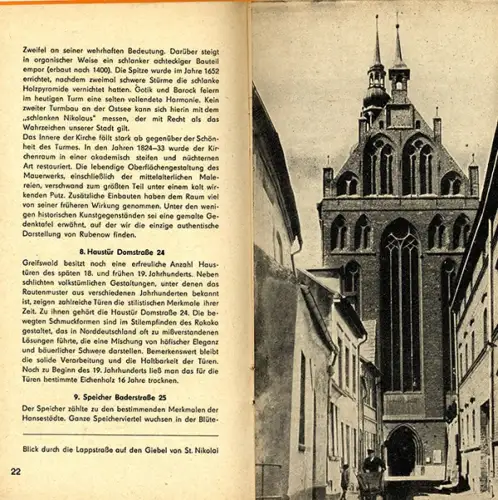 Ostsee Greifswald Stadt Universität Geschichte Verkehr Stadtplan Führer 1956