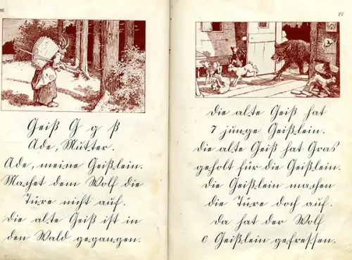 Schweiz Zürich Schule Pädagogik Reform Fibel Kinder Lesebuch illustriert um 1915