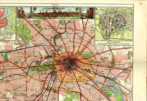 Berlin Brandenburg Preußen Kurmark Geschichte Geografie alter Schulatlas 1937