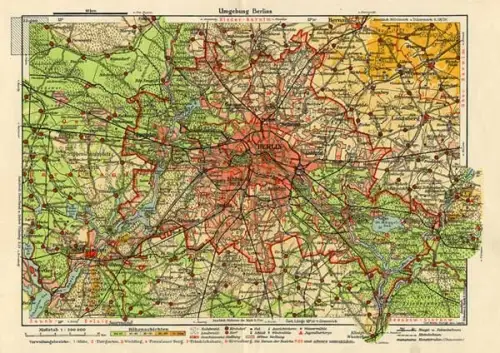 Berlin Brandenburg Preußen Kurmark Geschichte Geografie alter Schulatlas 1937