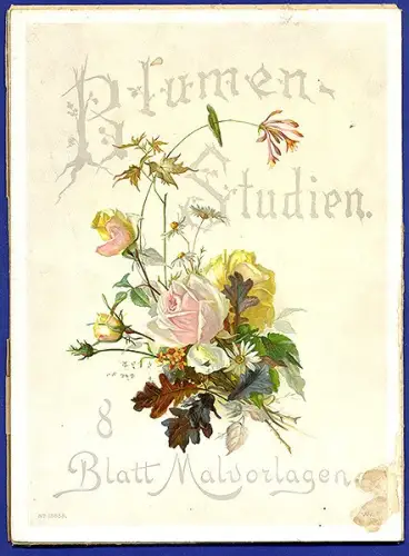Sommer Blumen Blüten als Künstler Malvorlagen Farblithografie Kunst Mappe 1893