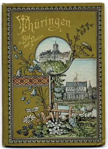 Thüringen Saale Weimar Jena Wartburg Hörselberg Farb Litho Poesie Album 1882