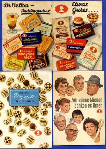 Kochen Backen Marmelade Pudding Dr. Oetker Koch Rezepte Reklame Sammlung 1950