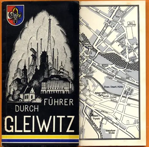 Schlesien Gleiwitz Stadt Geschichte Industrie Stadtplan Reklame Reiseführer 1934