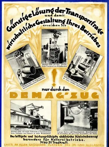 Alte Werbung Reklame Duisburg DEMAG Maschinenfabrik Klein Hebezug Prospekt 1926
