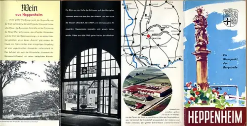 Hessen Bergstraße Heppenheim Stadt Geschichte Architektur 2x Werbe Prospekt 1960