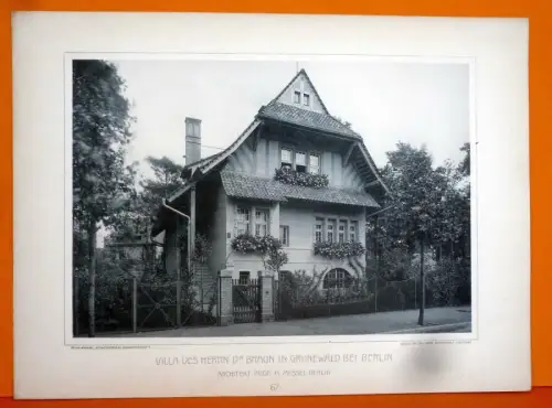 Berlin Grunewald Architektur Stadtgeschichte Villa Braun Lichtdruck 1908