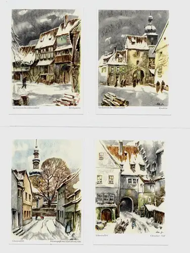 Bayern Schweinfurt Stadt Bilder 12 Künstler Postkarten Willi Müller Gera 1952