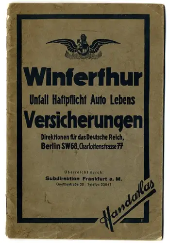 Schweiz Winterthur Unfall Versicherung Hand Atlas Geschichte Geografie 1937