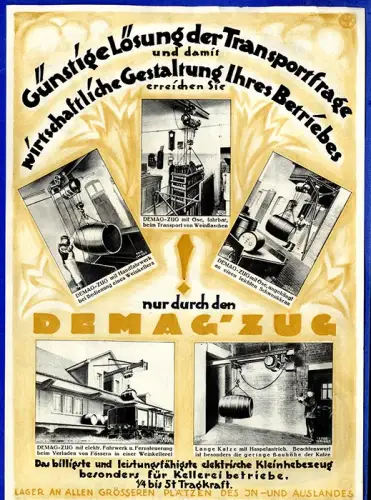 Alte Werbung Reklame Duisburg DEMAG Maschinenfabrik Klein Hebezug Prospekt 1926