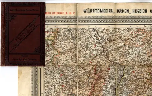 Alte Landkarte Hessen Baden Württemberg Elsaß Lothringen Flemming Glogau 1880