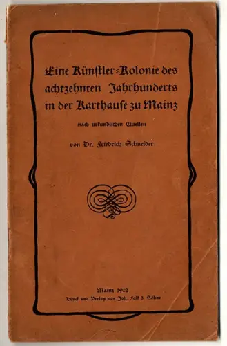 Rheinland Pfalz Mainz Stadt Geschichte Künstler Kolonie Kartauser Kloster 1902