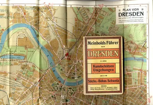 Sachsen Dresden Elbe Sächsische Schweiz Stadtplan alter Reiseführer 1906