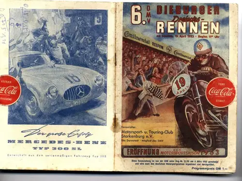 Hessen Dieburg Motorrad Sport Dieburger Dreiecks Rennen Programm Heft 1953