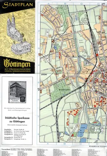 Niedersachsen Harz Göttingen Stadtplan Straßenverzeichnis Vororte 1959