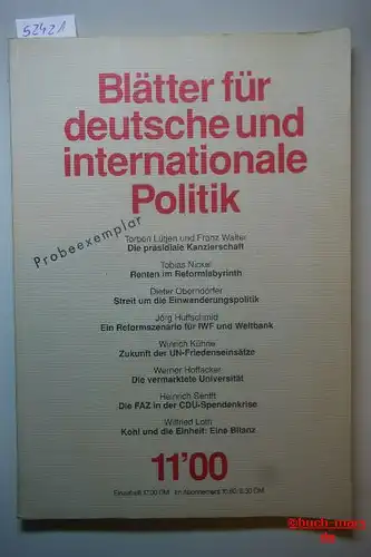 Etzel u.a.: Blätter für deutsche und internationale Politik. Heft 11/00