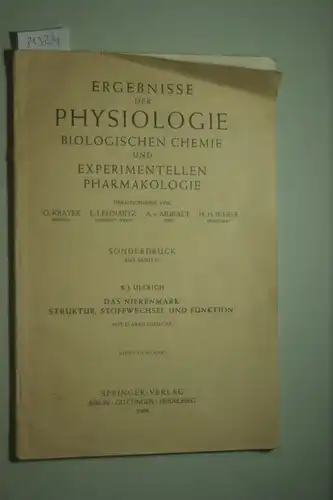 Krayer Lehnartz, Muralt und Weber: Ergebnisse der Physiologie Biologischen Chemie und experimentellen Pharmakologie-. Sonderdruck aus Band 50
