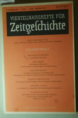 Karl Dietrich Bracher und Hans-Peter Schwarz (Hg.): Vierteljahreshefte für Zeitgeschichte. - 37. Jahrgang 1989. 1. Heft.