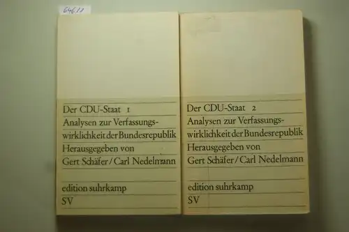 Schäfer Gert, Nedelmann Carl (Hrsg.): Der CDU-Staat 1 und 2 - Analysen zur Verfassungswirklichkeit der Bundesrepublik