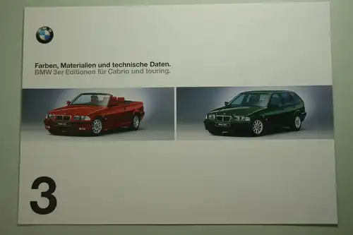 BMW: Faltblatt Farben, Materialien und technische Daten BMW 3er Edition Cabrio und touring 1999