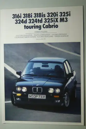 BMW: Farben und Polster BMW 316i bis M3 touring Cabrio 1989