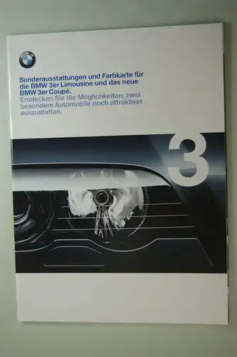 BMW: Prospekt Sonderaustattung und Farbkarte für 3er Limousine und Coupe 02/1999