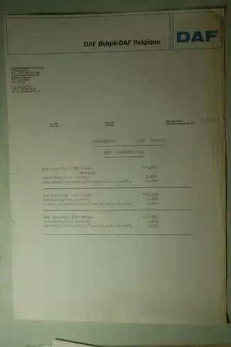 DAF: DAF Belgie Preijslijst 1973