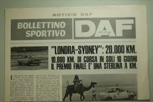 DAF: Zeitungsblatt Boulettino Sportiva Londra - Sydney 1968