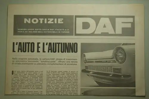 DAF: Zeitungsblatt Notizie DAF L´Auto E L´Autunno 1968