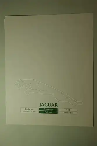 Jaguar: Jaguar Preisliste 14.11.1986 Souvereign Daimler