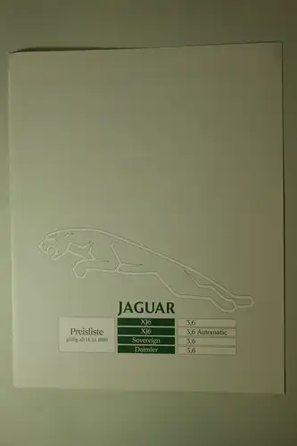 Jaguar: Jaguar Preisliste 14.11.1986 XJ6 Sovereign Daimler 3,6