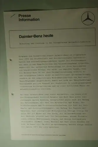 Mercedes-Benz: Presse Information Mercedes Benz Daimler-Benz heute 1975