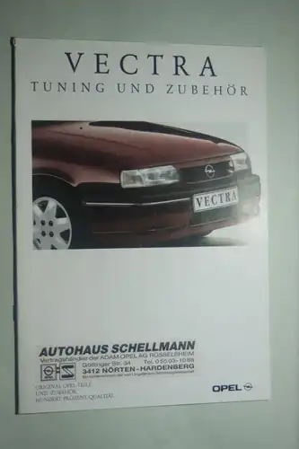 Opel: Prospekt Opel Vectra Tuning und Zubehör m. Preisl. 10/1992