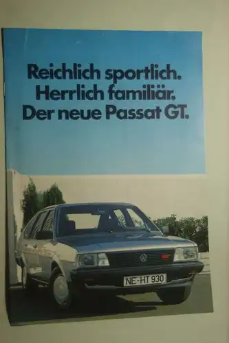 VW: 8 Seiten Prospekt VW PAssat GT aus den 1980igern
