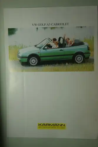 VW: Infoblatt VW Golf A3 Carbiolet Karmann aus den 1990igern