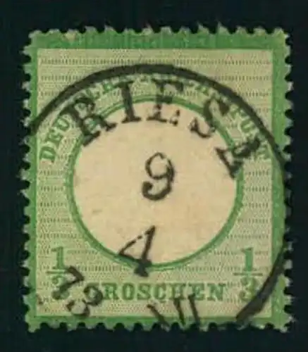 1872, 1/2 Groschen kleiner Brustschild mit wunerbar zentrischem Stempel RIESA.