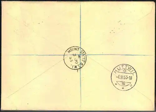1953, Coronation complete on registered first day cover sent to Switzerland.