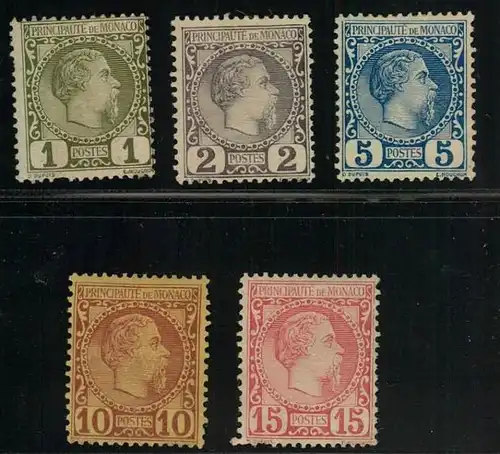 1885, Charles III 1 to 15 C. mint. CV 500 +