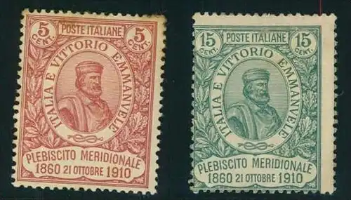 1910, Volksabstimmung Neapel - Plebiscito - ungebraucht. 5 Ctm kleine Stockflecken an einigen Zähnen. Michel 450,-