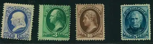 1870/1875, 1,2,10 and 5 Cent Presidents very fine without gum