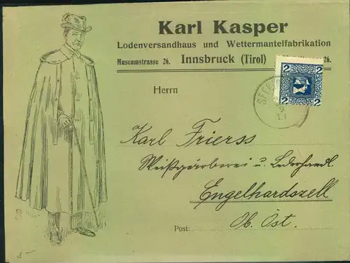 1911, 2 Kreuzer Zeitungsmarke Merkur, Ausgabe 1911 mit privater Zähnung 12 auf dekorativem Firmenbrief ab SEEKIRCH.