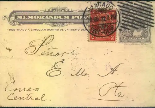 1912, card letter with HOSTER machine cancellation SANTIAGO