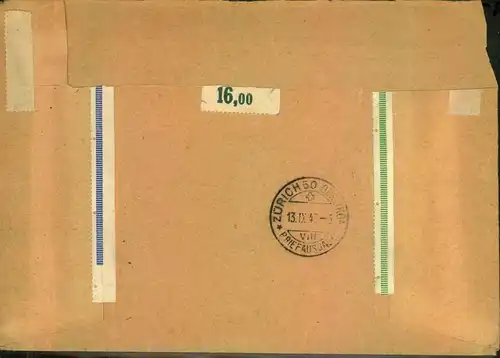 1948, Auslandseinschreiben 2. Gewicht Not-R-Stempel "Mölkau (Kr. LzG)