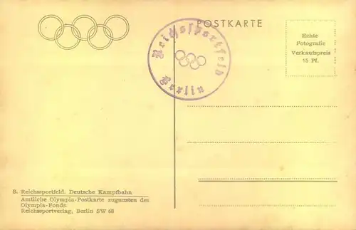 1936, Reichssportfeld  "Deutsche Kampbahn" (Olympiastadion - AK ungebraucht