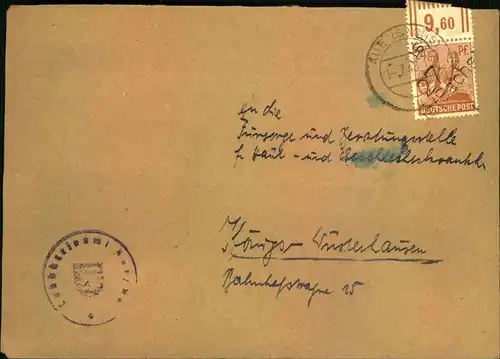 1948, 27 AUE SACHSEN: Fernbrief mit 24 Pfg. Arbeiter vom Oberrand.