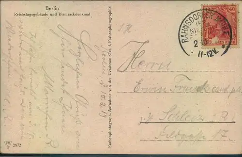 1919,  BERLINER POSTGESCHICHTE, RAHNSDORFER MÜHLE