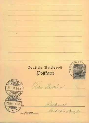 1901, BERLINER POSTGESCHICHTE, Doppelkarte BERLIN SO 16, HALENSSE, GRUNEWALD